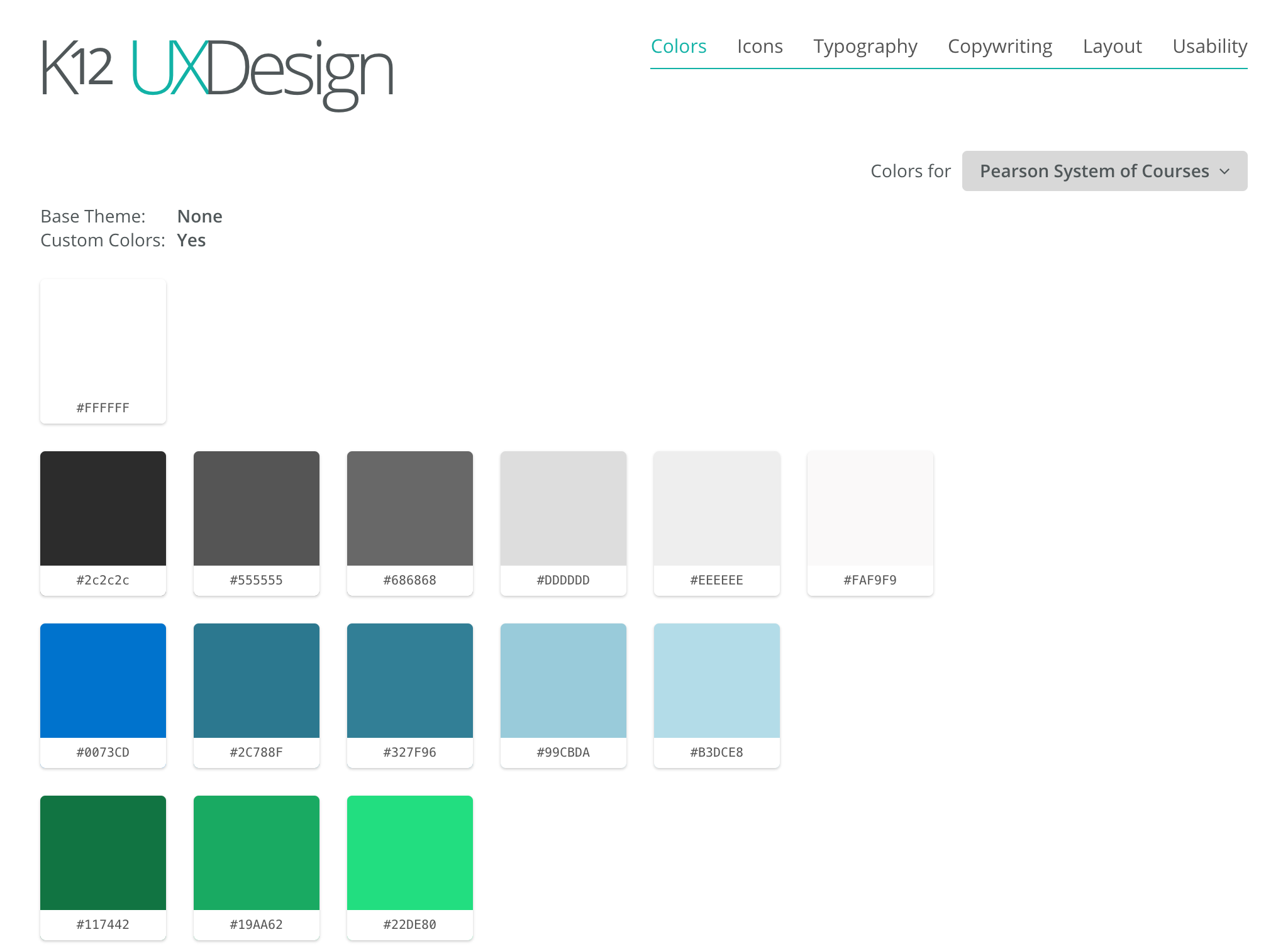 Style guide screen