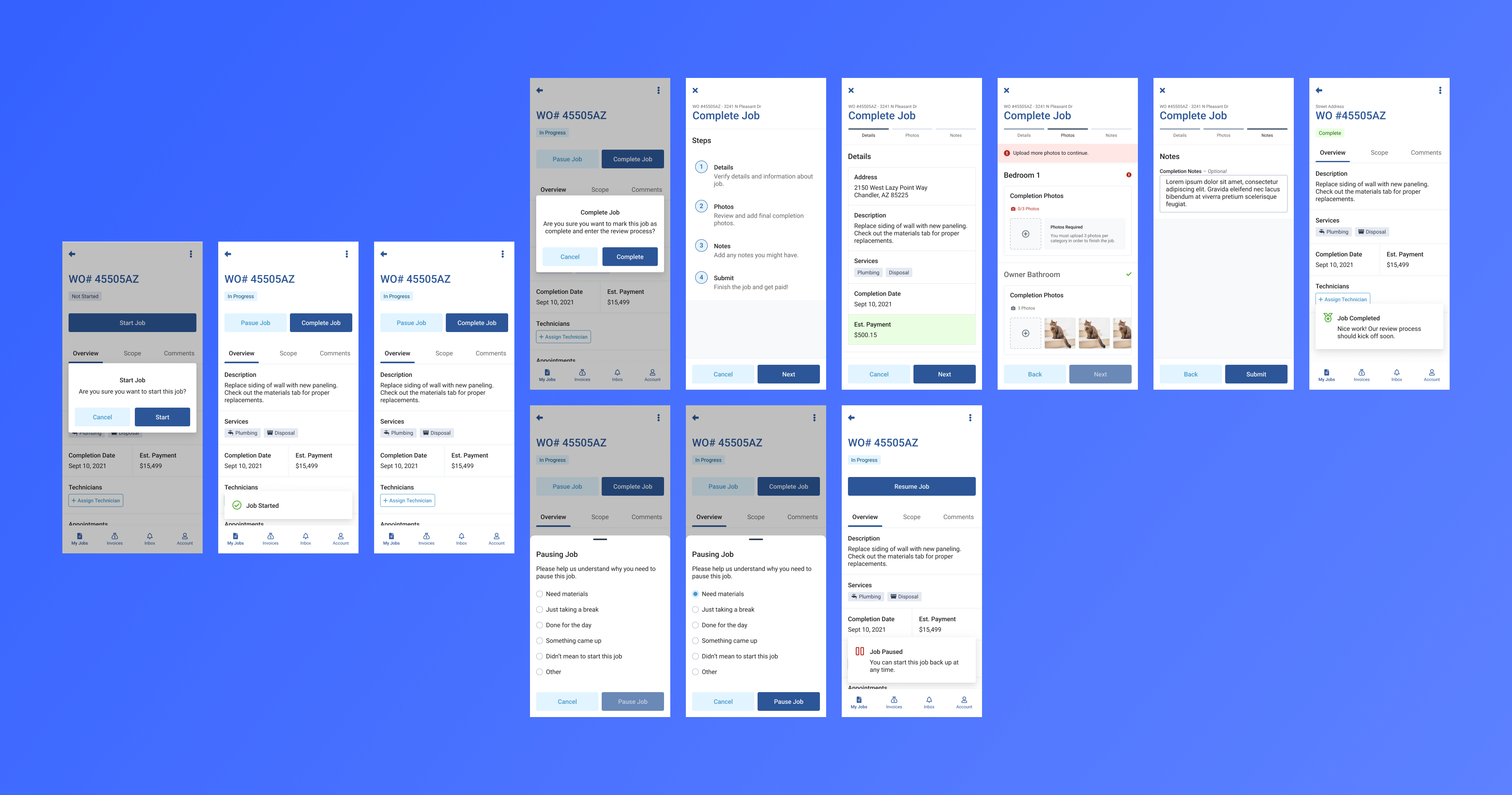 Start and complete job flow