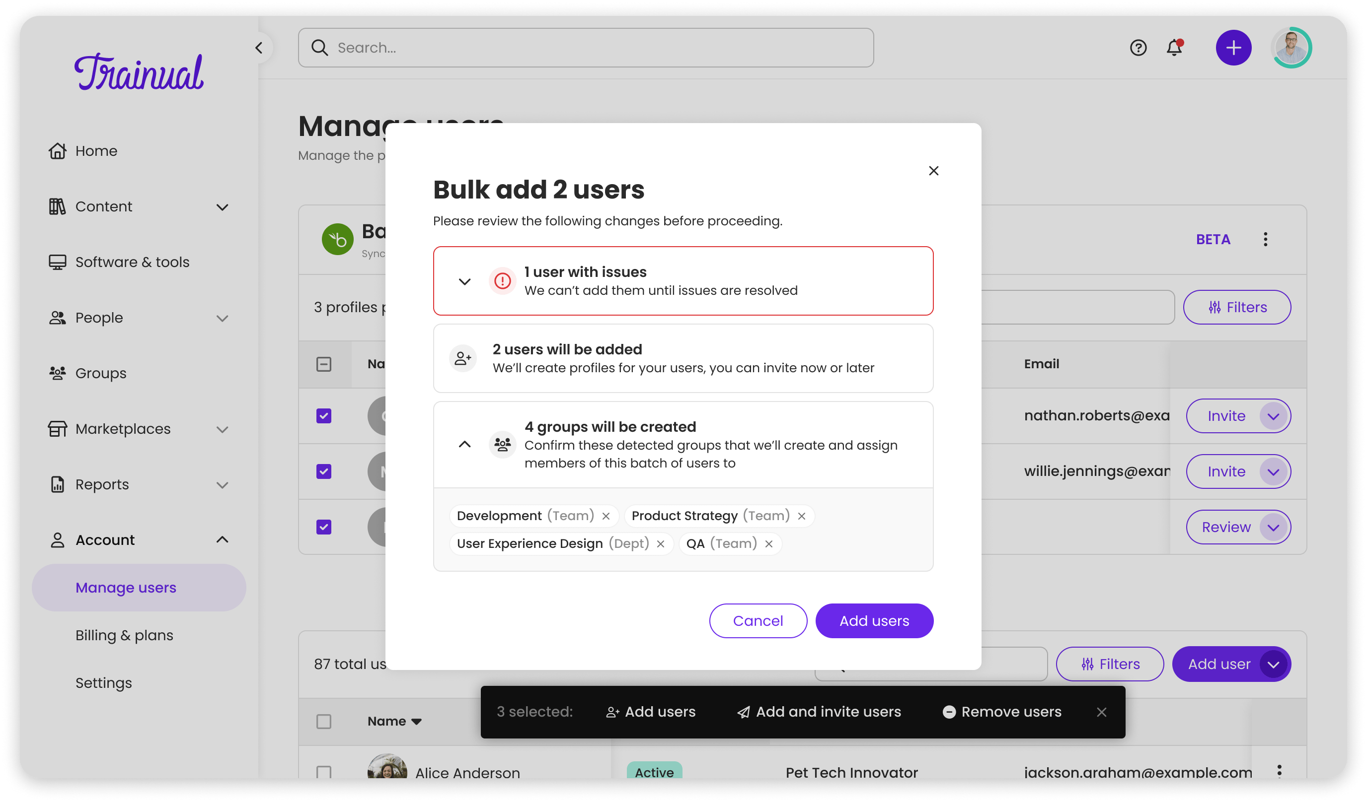 Bulk add modal