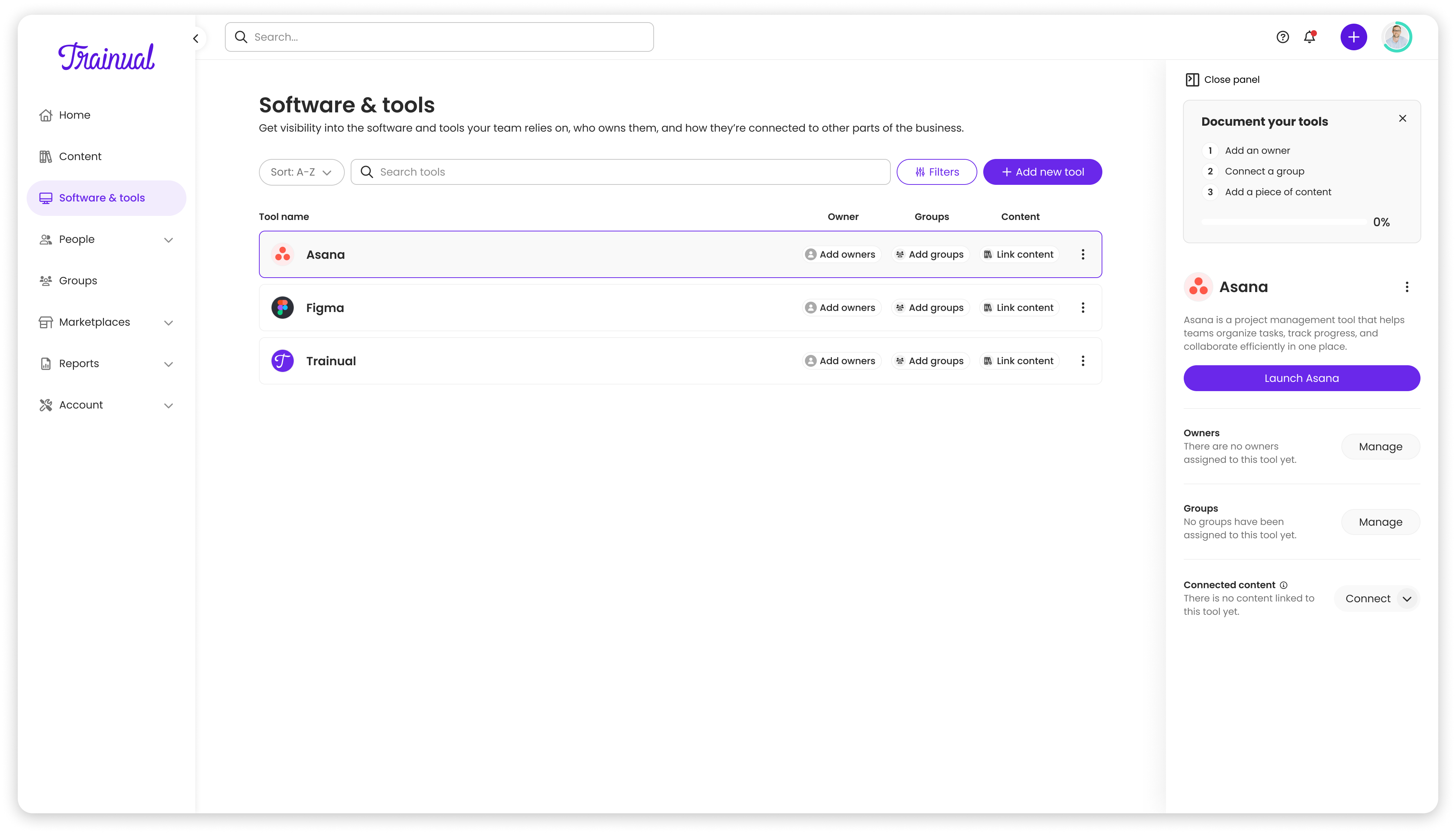 Populated tool sidebar